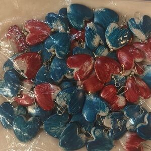 Red/white/blue heart beads